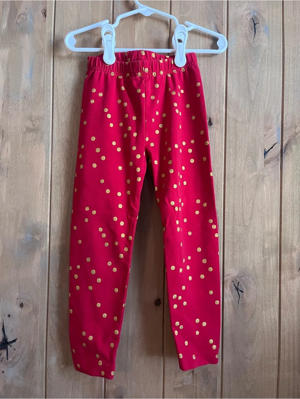Hanna Andersson Red Dress with Gold stars and dots with Matching Leggings - 3T